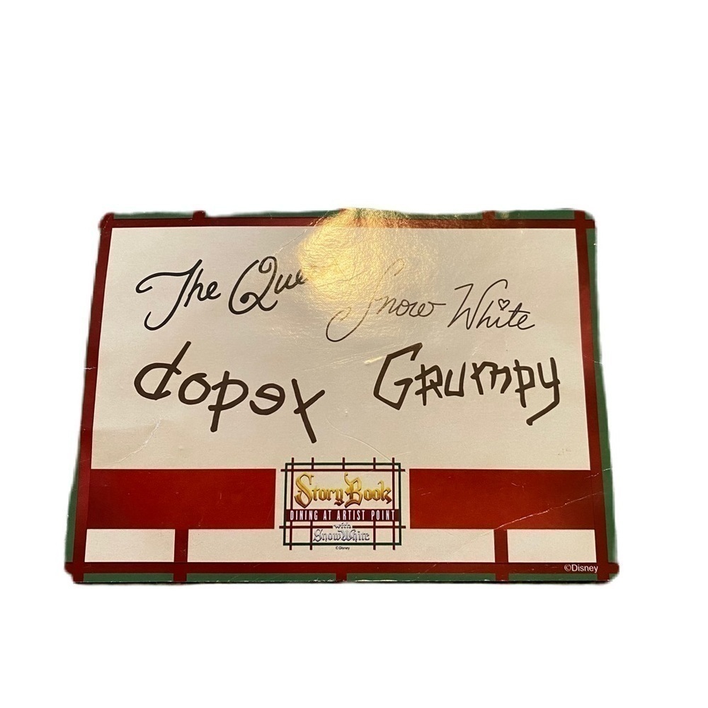 Disney Story Book Dining at Artist Point W/ Snow White Character Signature Card